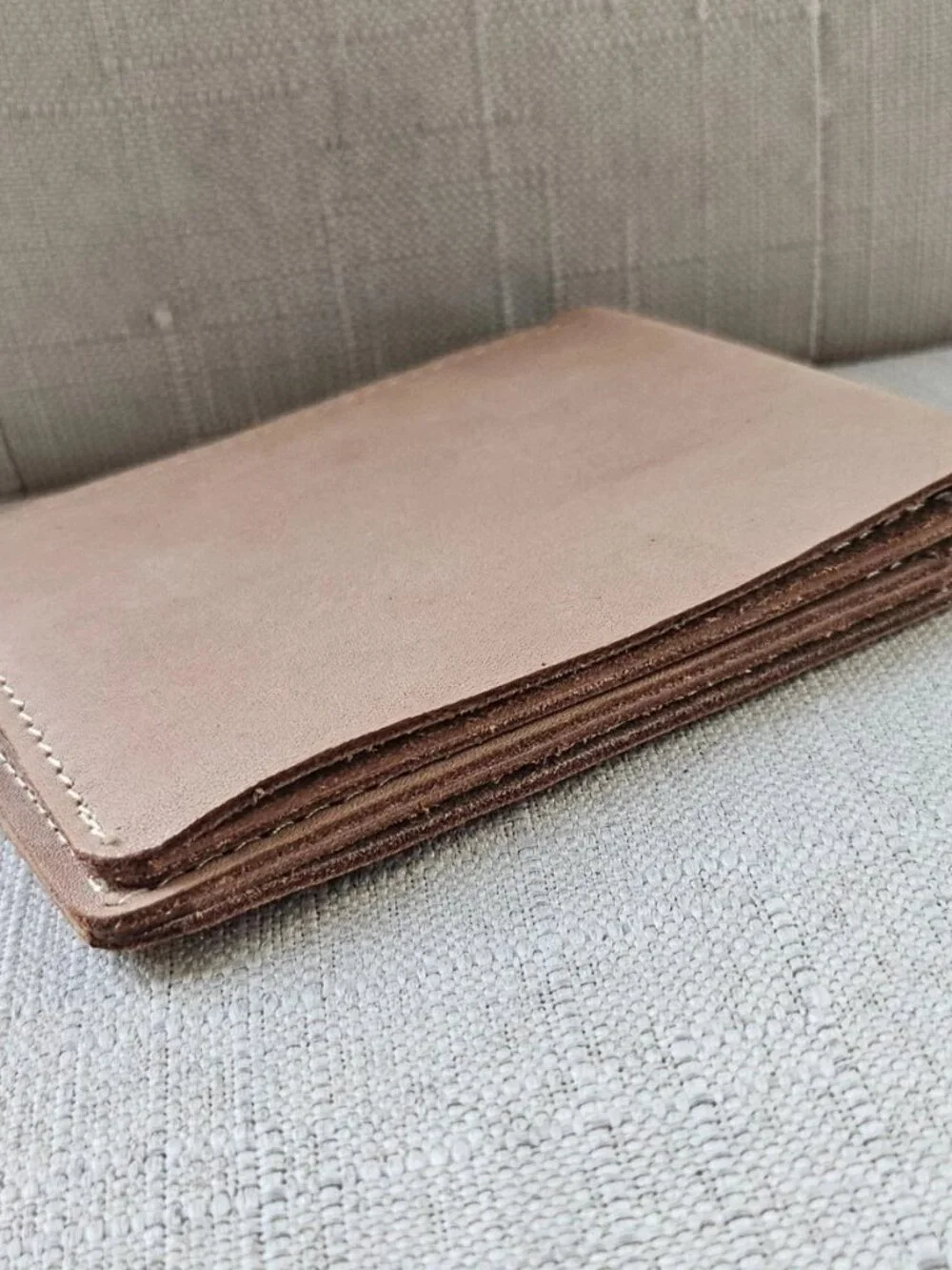 All Leather Billfold Tan Genuine Leather Card Holder Bifold Wallet Handm